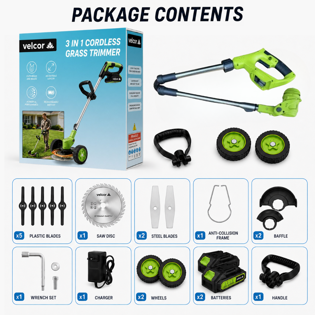 3 In 1 Cordless Grass Trimmer, Weed Eater and Edger